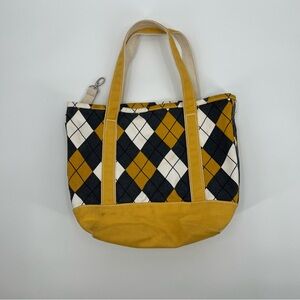 Rare Lands End Tote Bag Canvas Plaid Cotton